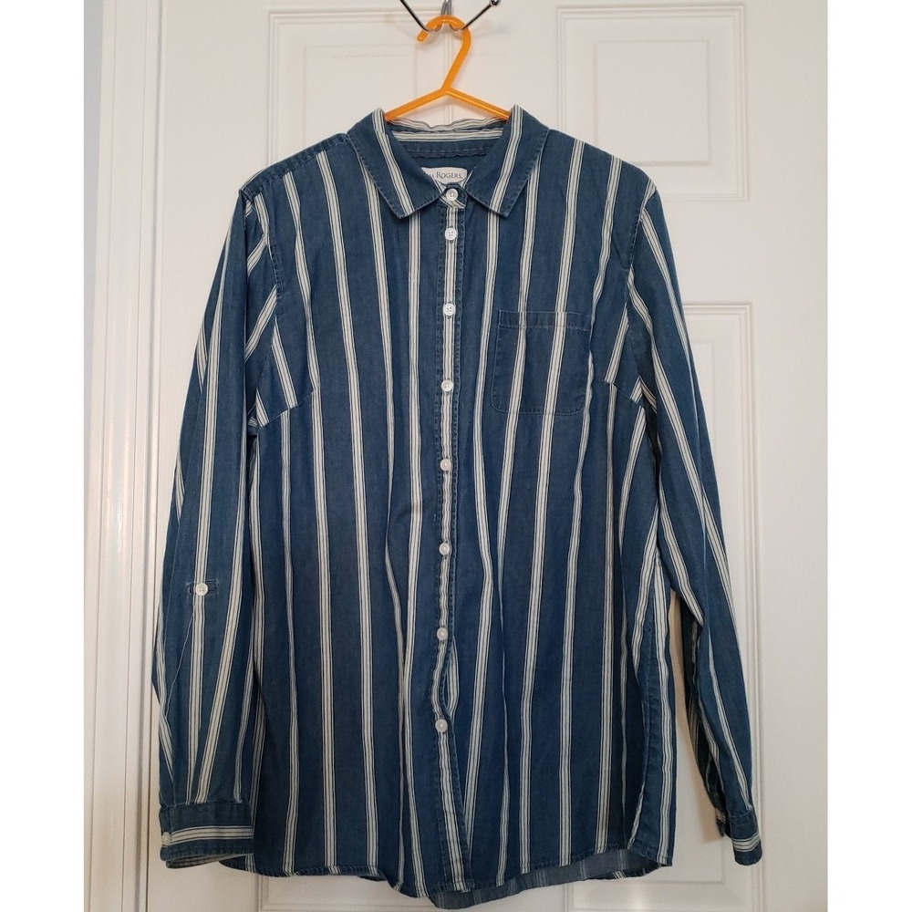 Kim Rogers‎ Womans Denim Shirt Size Large